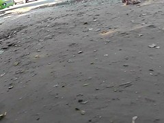 Slender babe with sexy legs in the candid upskirt clip