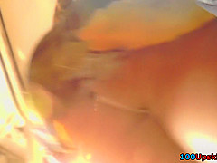 Slim-shaped lady shows thongs in upskirt video