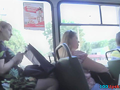 Slim-shaped lady shows thongs in upskirt video