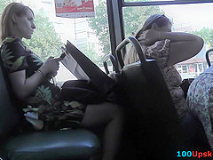 Slim-shaped lady shows thongs in upskirt video