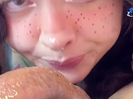 Sloppy Blowjob And Cumshomt  Split Tongue Girl