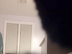 Slow motion of dripping wet wife with bouncing tits