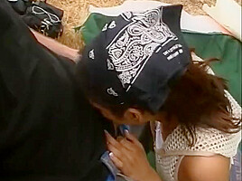 Slut In Bandana Deep Throats And Gets Fucked