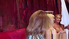 Slutty redhead sucks black stripper on camera
