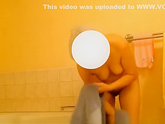 Small bush pussy wife with big erect nipples