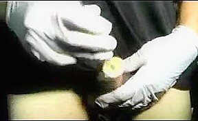 Sounding seringue in urethral girl