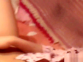 Spied on asian babe rubs
