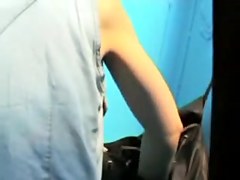 Sporty chick in tight spandex shorts on changing room cam