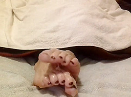 Spreading thick cum between my toes - cum on feet
