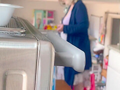Spy On Step mom Cleaning Naked In The Kitchen