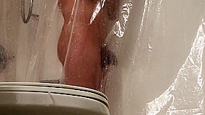Spying my older Step brother from under the bathroom door