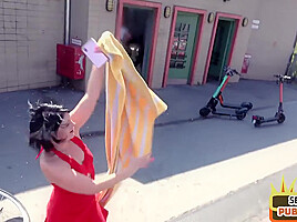 Squirting slut fucked outdoor in public place by sex date