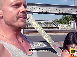 Squirting slut fucked outdoor in public place by sex date