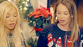 Stepbrother & stepsister creampie - taboo family christmas threesome