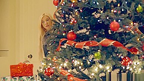 Stepbrother & stepsister creampie - taboo family christmas threesome