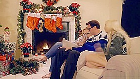 Stepbrother & stepsister creampie - taboo family christmas threesome