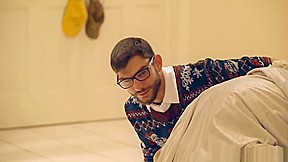 Stepbrother & stepsister creampie - taboo family christmas threesome