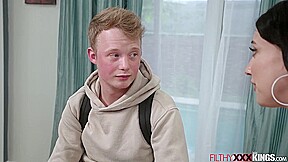 Stepmom fucking teen 18+ stepson and letting him cum inside her