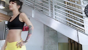Stepsister teen 18+ jumped on horny stepbrothers fat cock