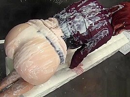 Stocking Babe Cum Sprayed
