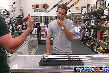Straight dude moans as he gets fucked in pawn shop