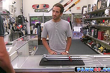 Straight dude moans as he gets fucked in pawn shop