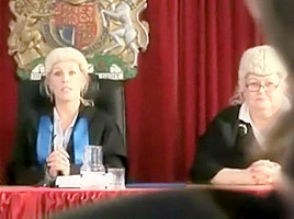 Strapon fucked in the courtroom 