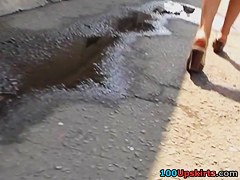 Striking upskirt of random girl
