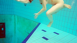 Stripping Naked Babe Marketa With Hairy Twat In The Pool