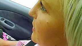 Super Hot Blonde German Slut Fingering Her Pussy In The Car