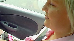 Super Hot Blonde German Slut Fingering Her Pussy In The Car