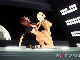 Super sexy 3d dickgirl fucks a horny blonde in the space station