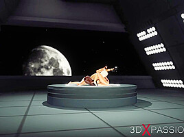 Super sexy 3d dickgirl fucks a horny blonde in the space station