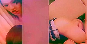 Tanned Blonde Ladyboy in Pink Dress Masturb