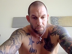 Tatted Muscle Jerks Off