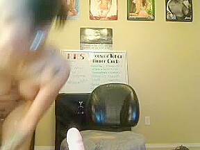 Tattooed asian cam show with toy