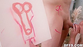 Three Kinky Art Babes Getting Their Tiny Pussies Shagged