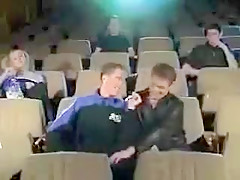 Threesome On The Cinema Bisex Boys