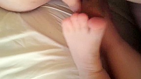 Tiny feet get cum between their toes