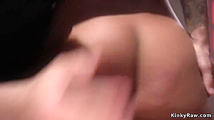 Toned Busty Slut Anal Fucked In Bondage