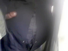 Touching her curvy ass with an erected dick