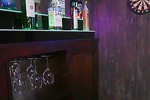 Tranny doggy fucks ebony bartender