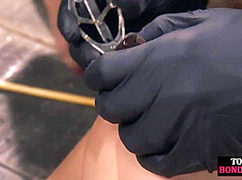 Trapped squirt slut dominated by whipping dominant guys