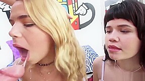 Two Cute teen 18+ Chicks Sharing A Cock