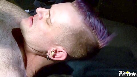 Two horny guys pound deep their tight asses in bareback style