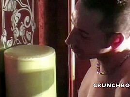 Two sexy muscle gogo dancers fuck in the dance floor - CrunchBoy