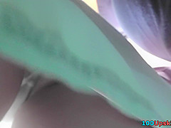 Upskirt vid made in public shows hottie in g-string