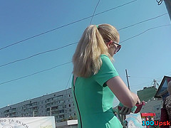 Upskirting video shows amazing skinny ass of a blonde