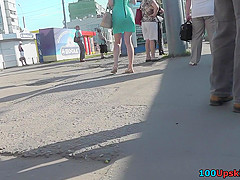 Upskirting video shows amazing skinny ass of a blonde