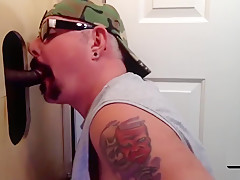 Very naughty backdoor bandit shows his cock sucking skills